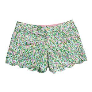 LILLY PULITZER 100% Cotton Buttercup Shorts "GUIDING LIGHT" Size 6 Green Pink